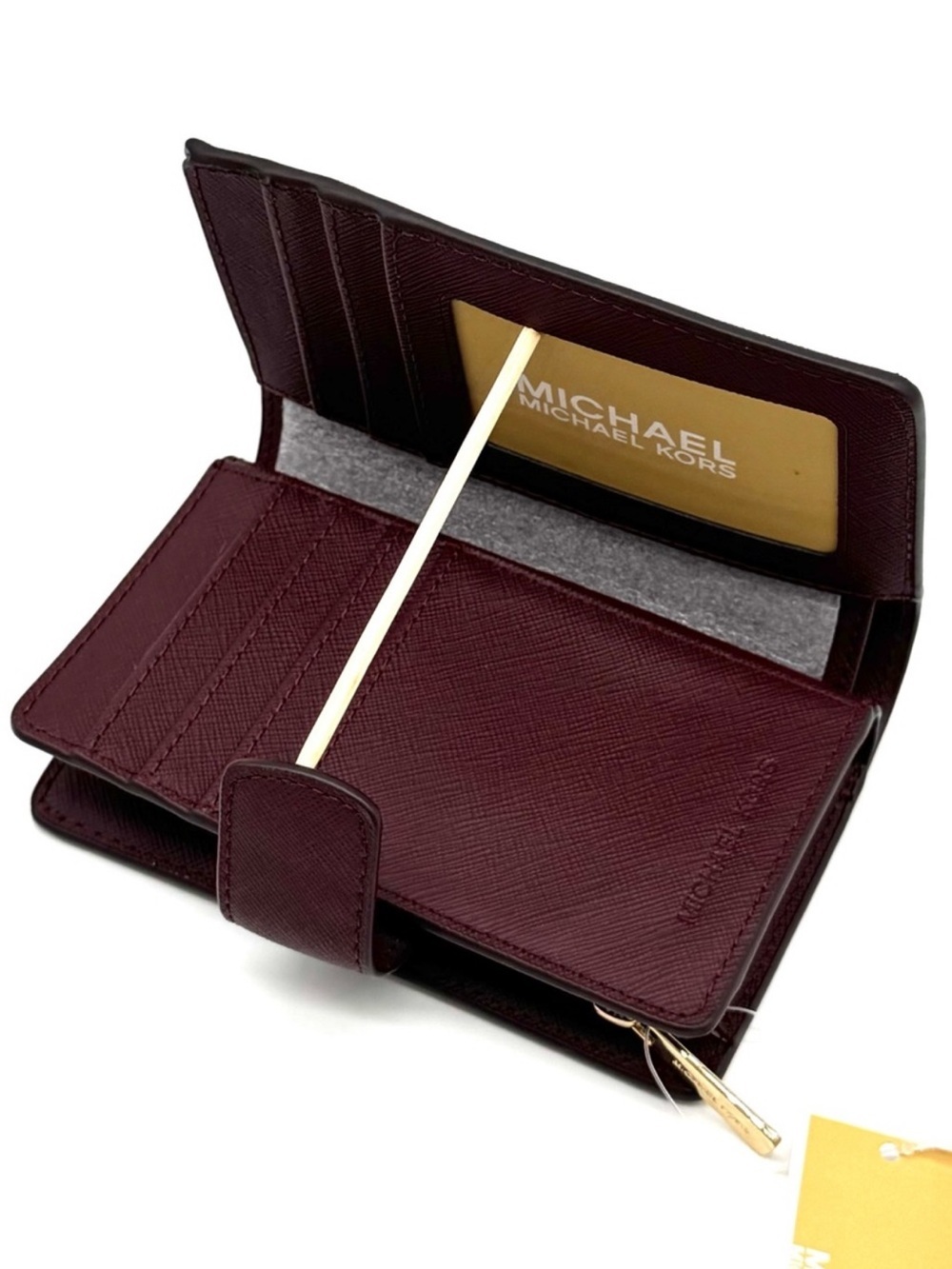 Michael Kors Medium Bifold Zip Chain Wallet Ox Blood - Picture 5 of 6